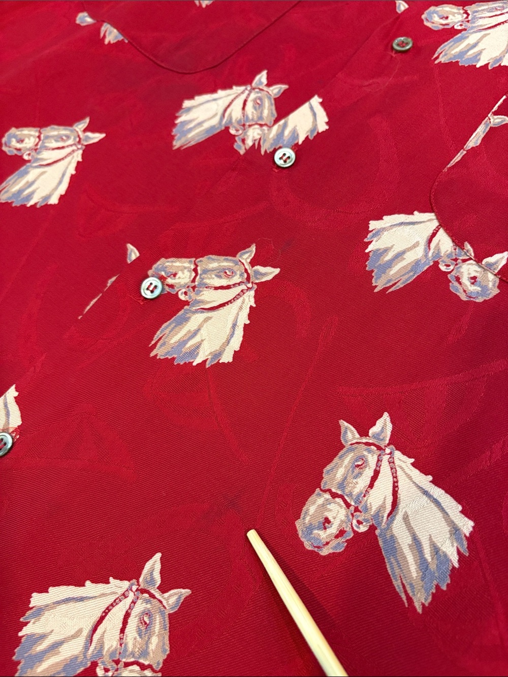 Vintage Ralph Lauren 90s Red Equestrian Horse Print Button Front Top 4 *As-Is* - Picture 13 of 16